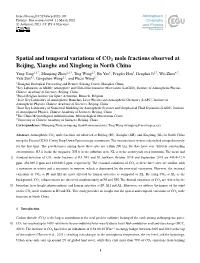 Spatial and Temporal Variations of CO2 Mole Fractions