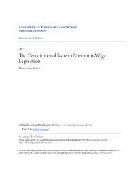 The Constitutional Issue in Minimum-Wage Legislation
