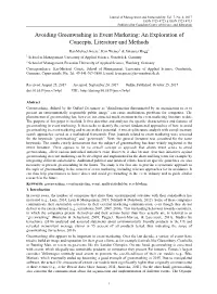 Avoiding Greenwashing in Event Marketing: an Exploration of Concepts, Literature and Methods