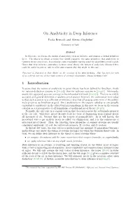 On Analyticity in Deep Inference