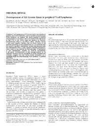 Overexpression of Syk Tyrosine Kinase in Peripheral T-Cell Lymphomas
