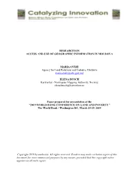 Research on Access and Use of Geographic Information in Moldova