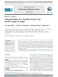 Characterization of a Sorghum Mosaic Virus (Srmv) Isolate in China