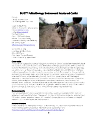 EAS 577: Political Ecology, Environmental Security and Conflict
