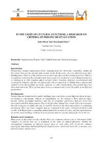 In the Light of Cultural Functions, a Research on Criteria of Prisons' Re-Evaluation