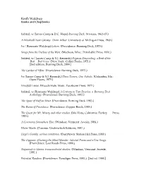 Keith Waldrop Books and Chapbooks
