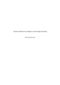 'Modes and Manners of Religious and Theological Knowing'