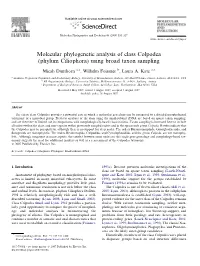Molecular Phylogenetic Analysis of Class Colpodea (Phylum Ciliophora) Using Broad Taxon Sampling