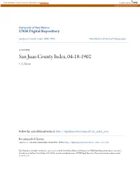 San Juan County Index, 04-18-1902 L