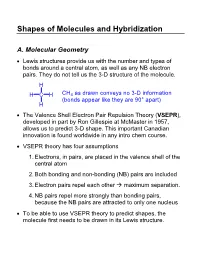 Shapes of Molecules and Hybridization