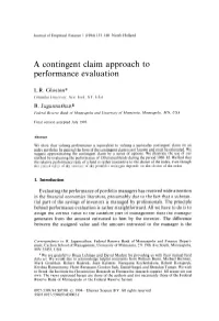 A Contingent Claim Approach to Performance Evaluation