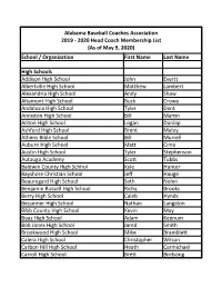 ALABCA Head Coach (WEB SITE) Member List at of May 9, 2020.Xltx