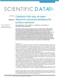 Catalysis-Hub.Org, an Open Electronic Structure Database for Surface