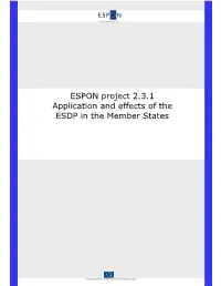 ESPON Project 2.3.1 Application and Effects of the ESDP in the Member States