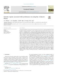 Genomic Regions Associated with Performance in Racing Line of Quarter Horses