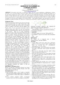 Guidance Via Number 40: a Unique Stance M