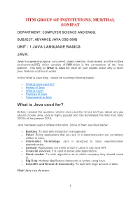 IITM GROUP of INSTITUTIONS, MURTHAL SONIPAT What Is Java