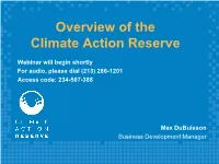 Overview of the Climate Action Reserve