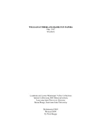 WILLIAM SUTHERLAND HAMILTON PAPERS Mss