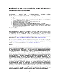 An Algorithmic Information Calculus for Causal Discovery and Reprogramming Systems