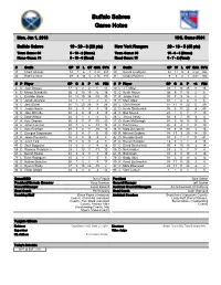 Buffalo Sabres Game Notes
