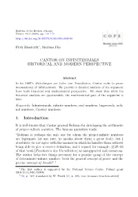 Cantor on Infinitesimals Historical and Modern Perspective