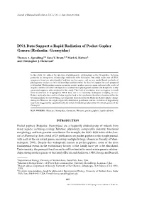 DNA Data Support a Rapid Radiation of Pocket Gopher Genera (Rodentia: Geomyidae)