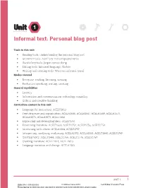 Informal Text: Personal Blog Post