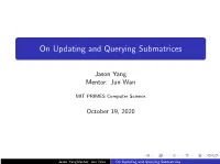 On Updating and Querying Submatrices