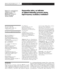 Oxygenation Index, an Indicator of Optimal Distending Pressure During