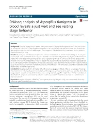Rnaseq Analysis of Aspergillus Fumigatus in Blood Reveals a Just Wait and See Resting Stage Behavior
