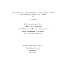 USING NETWORK ANALYSIS to ARTICULATE the STRUCTURE of PERSONALITY PSYCHOLOGY by Jared Hesse a Thesis Submitted