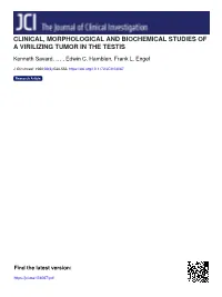 Clinical, Morphological and Biochemical Studies of a Virilizing Tumor in the Testis