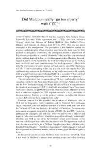 Did Muldoon Really 'Go Too Slowly' with CER?