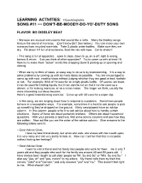 Learning Activities: Song #11 ~~ Don't-Be-Moody-Do-Yo