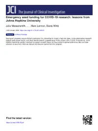 Lessons from Johns Hopkins University