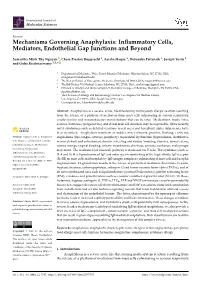 Mechanisms Governing Anaphylaxis: Inflammatory Cells, Mediators