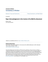 Rape Acknowledgement in the Context of the #Metoo Movement