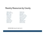 Reentry Resources by County