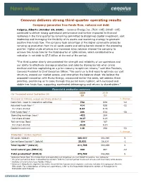 Cenovus Delivers Strong Third-Quarter Operating Results Company Generates Free Funds Flow, Reduces Net Debt Calgary, Alberta (October 29, 2020) – Cenovus Energy Inc