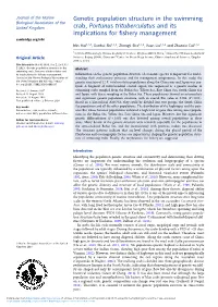 Genetic Population Structure in the Swimming Crab, Portunus Trituberculatus and Its Implications for Fishery Management