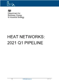 Heat Networks Project Pipeline January to March 2021