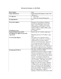 Information Summary for the Public