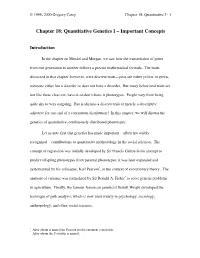 Quantitative Genetics I – Important Concepts