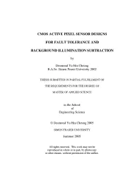 CMOS Active Pixel Sensor for Fault Tolerance and Background Illumination Subtraction