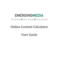 Online Content Calculator User Guide