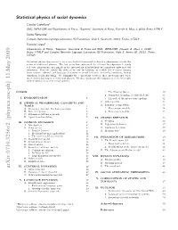 Statistical Physics of Social Dynamics