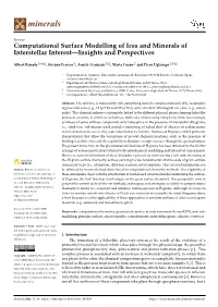 Computational Surface Modelling of Ices and Minerals of Interstellar Interest—Insights and Perspectives