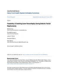 Feasibility of Omitting Outer Renorrhaphy During Robotic Partial Nephrectomy