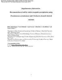 Supplementary Information Biocementation of Soil by Calcite/Aragonite Precipitation Using Pseudomonas Azotoformans and Citrobact
